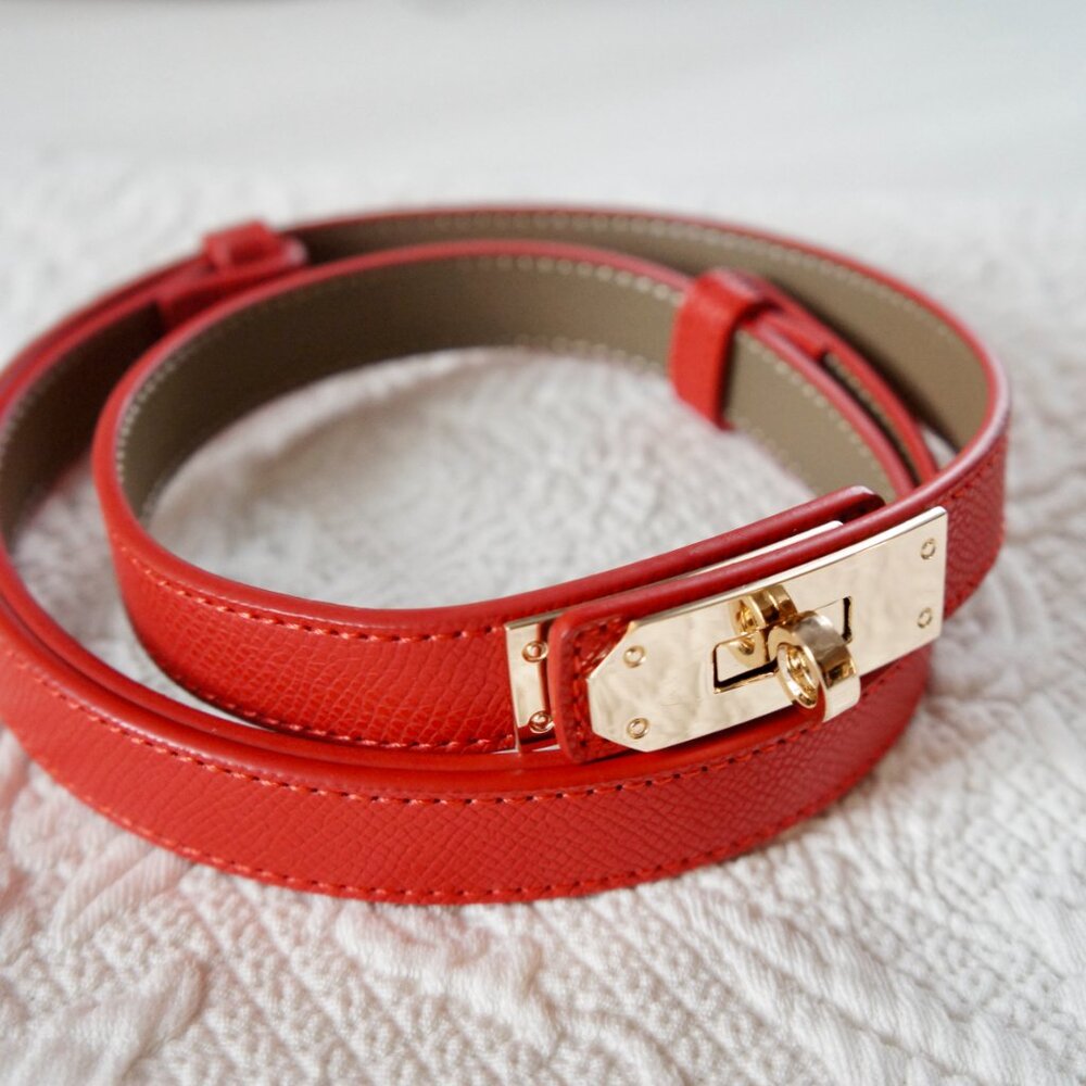 Adjustable Cherry Red and Gold Waist Belt